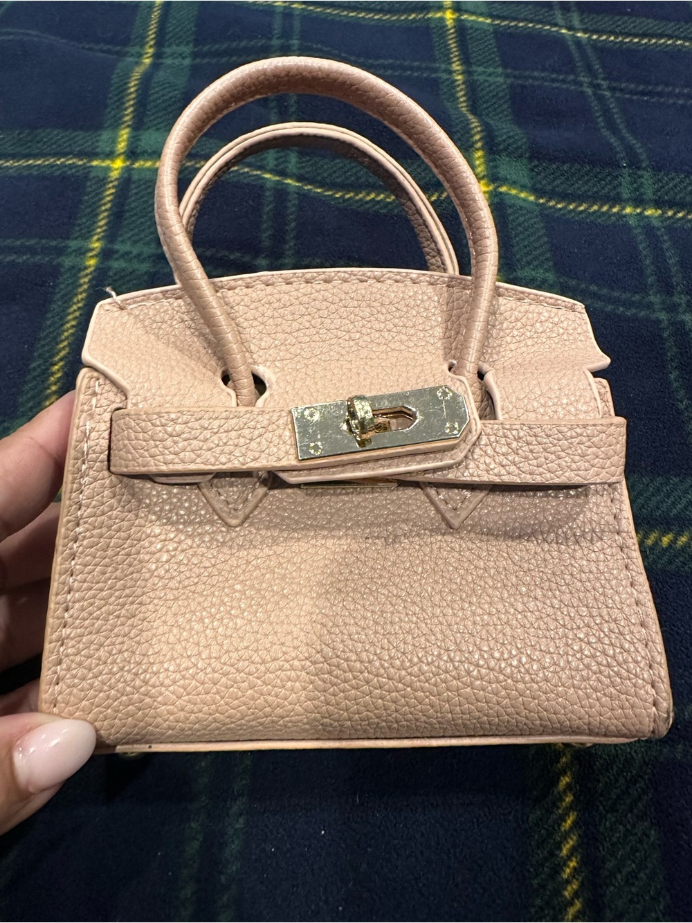 Classic Pebbled Leather Top-Handle Bag in Light Beige